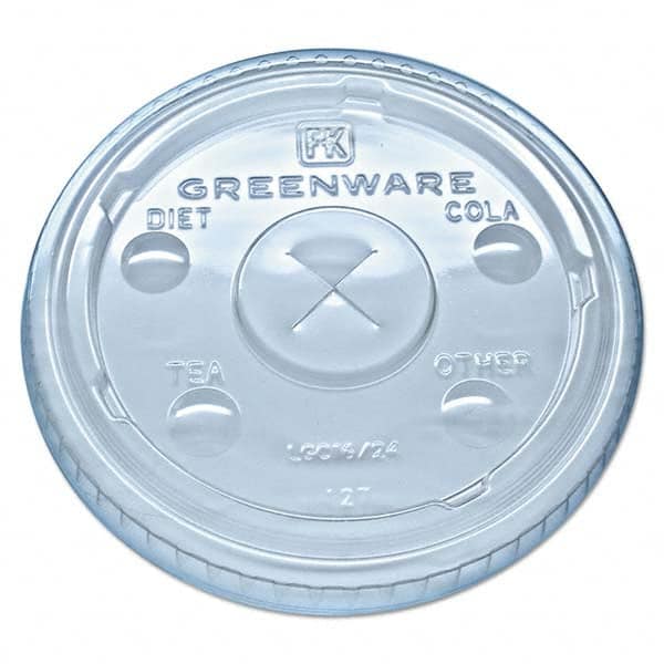 Fabri-Kal - Greenware Cold Drink Lids, Fits 16-18, 24 oz Cups, X-Slot, Clear, 1000/Carton - All Tool & Supply