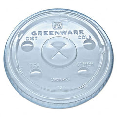 Fabri-Kal - Greenware Cold Drink Lids, Fits 16-18, 24 oz Cups, X-Slot, Clear, 1000/Carton - All Tool & Supply