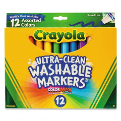 Crayola - Markers & Paintsticks Type: Washable Marker Color: Black; Blue; Blue Lagoon; Brown; Gray; Pink; Green; Orange; Red; Sandy Tan; Violet; Yellow - All Tool & Supply