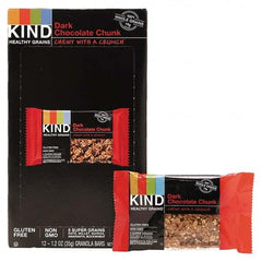 KIND - Snacks, Cookies, Candy & Gum Breakroom Accessory Type: Granola Bars Breakroom Accessory Description: Healthy Grains Bar, Dark Chocolate Chunk, 1.2 oz, 12/Box - All Tool & Supply