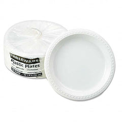 Tablemate Products - Plastic Dinnerware, Plates, 10-1/4" Diam, White, 125/Pack - All Tool & Supply