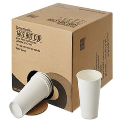 Boardwalk - Convenience Pack Paper Hot Cups, 16 oz, White, 180/Carton - All Tool & Supply