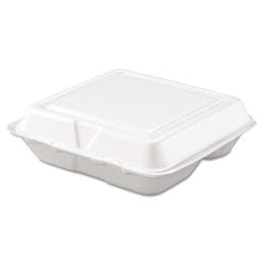 DART - Carryout Food Container, Foam, 3-Comp, White, 8 x 7 1/2 x 2 3/10, 200/Carton - All Tool & Supply