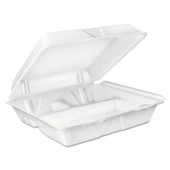 DART - Large Foam Carryout, Food Container, 3-Compartment, White, 9-2/5 x 9 x 3 - All Tool & Supply