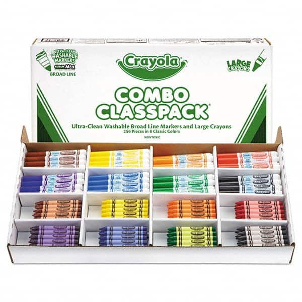 Crayola - Markers & Paintsticks Type: All Purpose Wax Crayon Color: Black; Blue; Brown; Green; Orange; Red; Violet; Yellow - All Tool & Supply