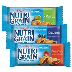 Kellogg's - Snacks, Cookies, Candy & Gum Breakroom Accessory Type: Cereal Bar Breakroom Accessory Description: Nutri-Grain Cereal Bars, Asstd: Apple, Blueberry, Strawberry, 1.3oz Bar, 48/Ctn - All Tool & Supply