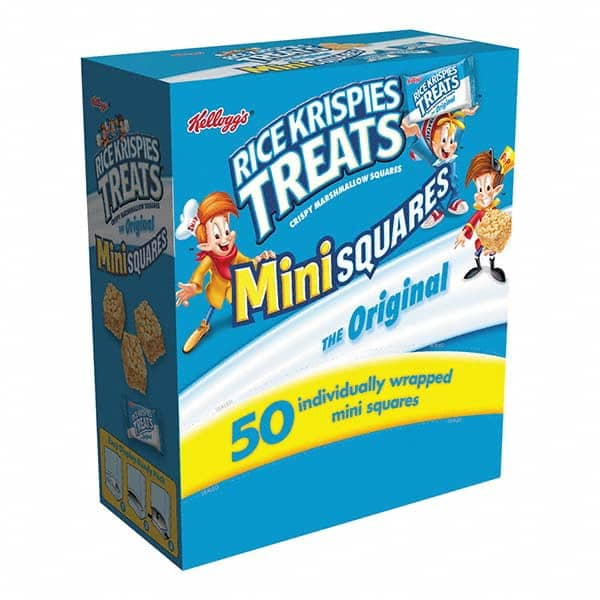 Kellogg's - Snacks, Cookies, Candy & Gum Breakroom Accessory Type: Snack Breakroom Accessory Description: Rice Krispies Treats, Mini Squares, 0.39 oz, 50/Box - All Tool & Supply