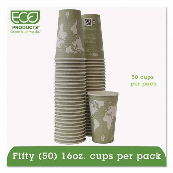 ECO PRODUCTS - World Art Renewable/Compostable Hot Cups, 16 oz, Moss, 50/Pack - All Tool & Supply