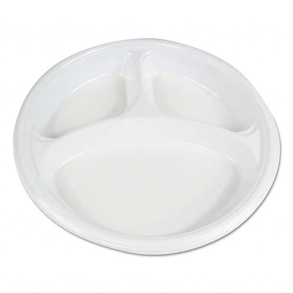 Boardwalk - Hi-Impact Plastic Dinnerware, Plate, 10" Diam, 3 Compartments, White, 500/Carton - All Tool & Supply