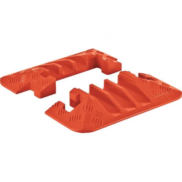 Checkers - 1 2-Piece 3 8' OAL 2-1/4 Max Cable Diam Yellow & Orange On Floor Cable Cover - All Tool & Supply