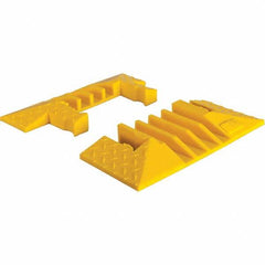 Checkers - 1 2-Piece 4-Channel 8' OAL 1-1/4 Max Cable Diam Yellow On Floor Cable Cover - All Tool & Supply