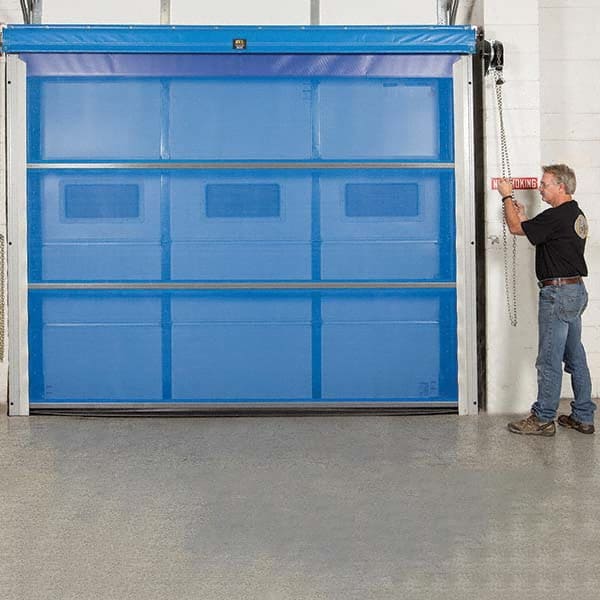 Dock Door: Polyvinylchloride & Vinyl, Blue & Clear 10' Wide, 12' High