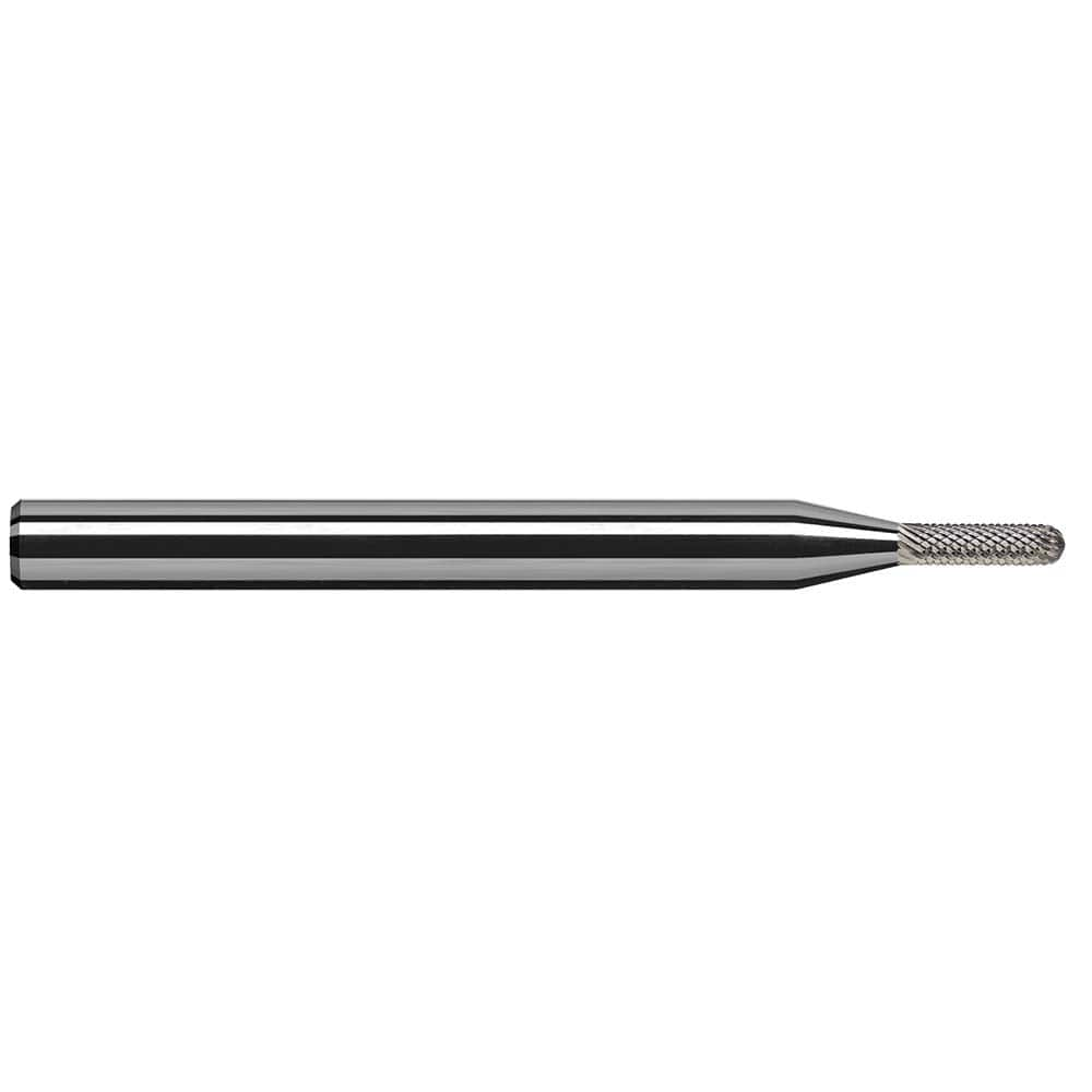 Harvey Tool - 1/16" Cut Diam, 1/8" Shank Diam, Solid Carbide Double Cut Ball Burr - Exact Industrial Supply