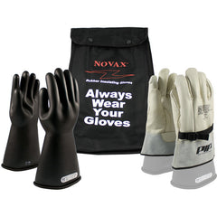 ‎150-SK-1/10-KIT - Novax Insulating Glove Kit - Class 1 - 14″ - Black - Straight Cuff - Exact Industrial Supply