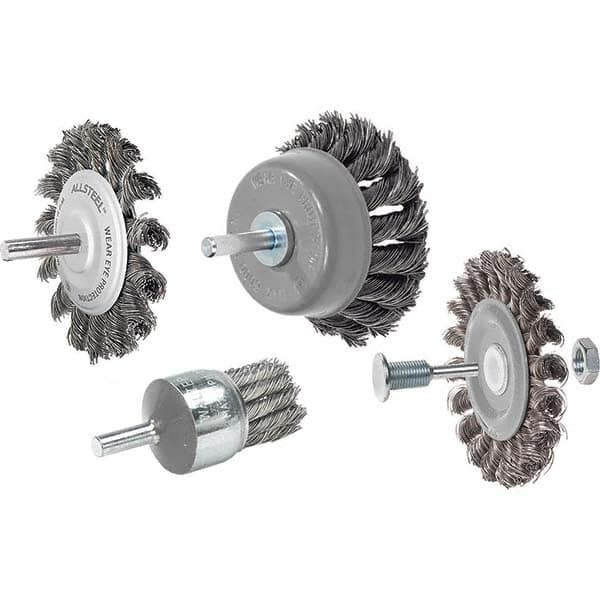 WALTER Surface Technologies - 2-3/4" OD, 1/4" Arbor Hole, Knotted Stainless Steel Wheel Brush - All Tool & Supply