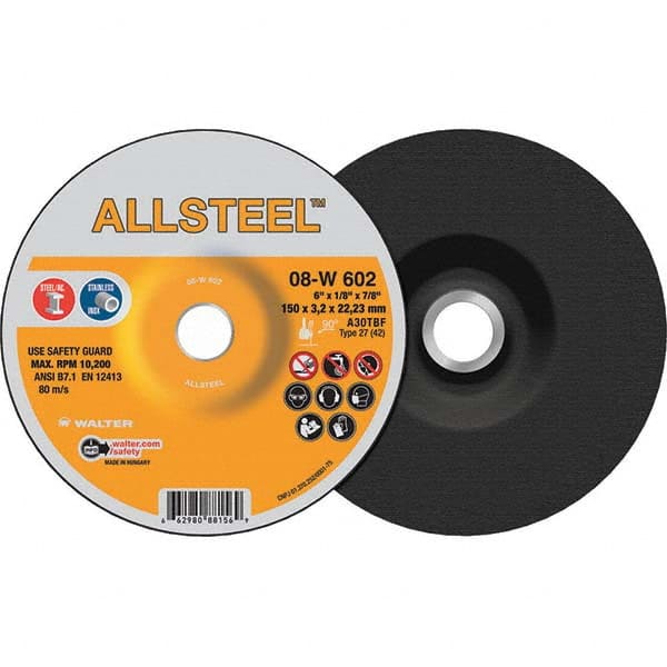 WALTER Surface Technologies - Depressed-Center Wheels Wheel Diameter (Inch): 6 Wheel Thickness (Inch): 1/8 - All Tool & Supply