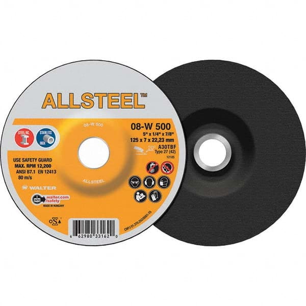 WALTER Surface Technologies - Depressed-Center Wheels Wheel Diameter (Inch): 5 Wheel Thickness (Inch): 1/4 - All Tool & Supply