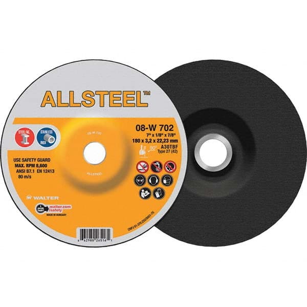 WALTER Surface Technologies - Depressed-Center Wheels Wheel Diameter (Inch): 7 Wheel Thickness (Inch): 1/8 - All Tool & Supply