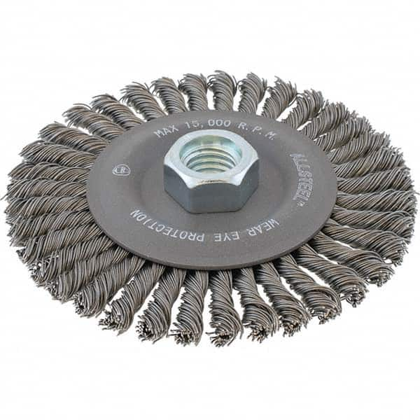 WALTER Surface Technologies - 6-7/8" OD, 5/8-11 Arbor Hole, Stringer Bead Steel Wheel Brush - All Tool & Supply