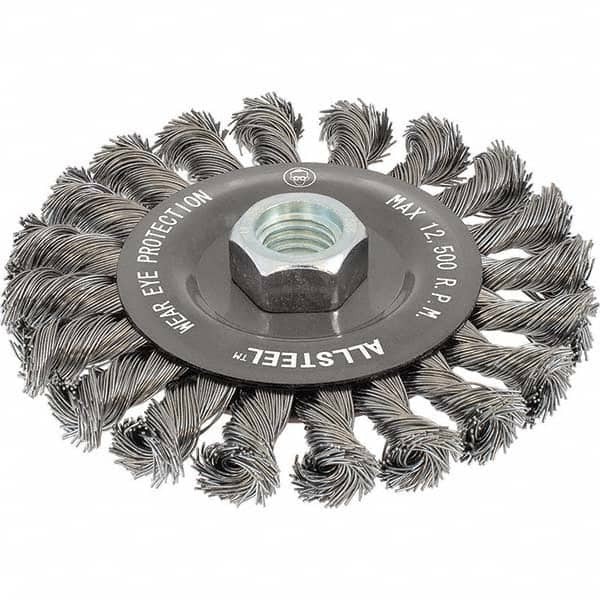 WALTER Surface Technologies - 6" OD, 5/8-11 Arbor Hole, Knotted Steel Wheel Brush - All Tool & Supply