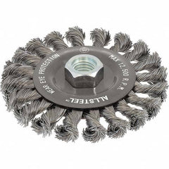 WALTER Surface Technologies - 5" OD, 5/8-11 Arbor Hole, Knotted Steel Wheel Brush - All Tool & Supply