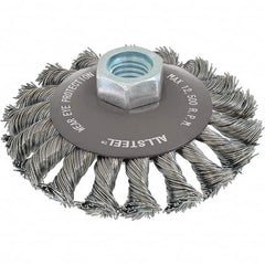 WALTER Surface Technologies - 4" OD, 5/8-11 Arbor Hole, Knotted Steel Wheel Brush - All Tool & Supply