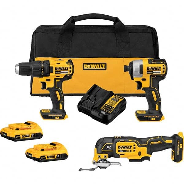 DeWALT - Cordless Tool Combination Kits Voltage: 20 Tools: Brushless 1/2" Cordless Drill/Driver; Brushless 1/4" Cordless Impact Driver; Brushless 3-Speed Cordless Oscillating Multi-Tool - All Tool & Supply