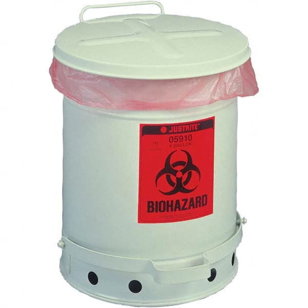 Justrite - Biohazardous & Step-Open Trash Cans Label: Bio-Hazard Capacity (Gal.): 6 - All Tool & Supply