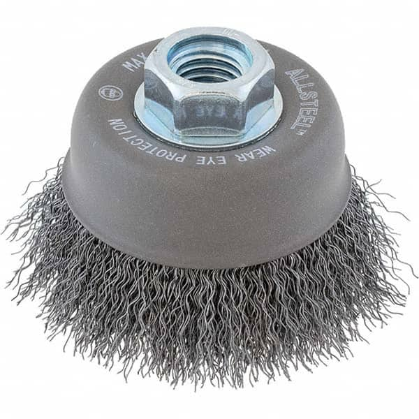 WALTER Surface Technologies - 5" Diam 5/8-11 Threaded Arbor Steel Fill Cup Brush - All Tool & Supply