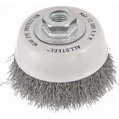 WALTER Surface Technologies - 3" Diam 5/8-11 Threaded Arbor Stainless Steel Fill Cup Brush - All Tool & Supply