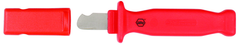 Insulated Electricians Cable Stripping Knife 35mm Blade Length; Hooked cutting edge. Cover included. - All Tool & Supply