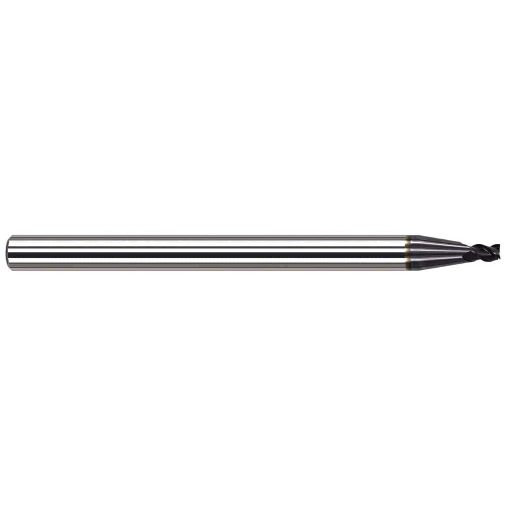 Corner Radius End Mill: 0.093″ Dia, 9/64″ LOC, 0.008″ Radius, 3 Flutes, Solid Carbide 1-1/2″ OAL, 1/8″ Shank Dia, 34 ° Helix, AlTiN Coated, Corner Radius End