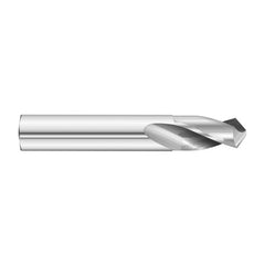 ‎#53 Dia. × 0.06″ Shank × 3/8″ Flute Length × 1-1/2″ OAL, 5xD, 118°, Uncoated, 2xD Flute, External Coolant, Round Solid Carbide Drill