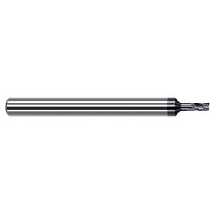 Square End Mill: 1/16'' Dia, 3/32'' LOC, 1/8'' Shank Dia, 1-1/2'' OAL, 3 Flutes, Solid Carbide Single End, AlTiN Finish, 34 ° Variable Helix, Centercutting, RH Cut, RH Flute