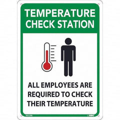 NMC - "Temperature Check Station", 10" Wide x 14" High, Rigid Plastic Safety Sign - All Tool & Supply