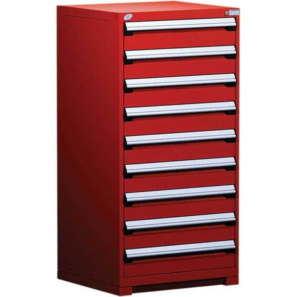 Rousseau Metal - 9 Drawer Flame Red Steel Modular Storage Cabinet - All Tool & Supply