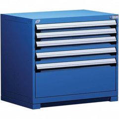 Rousseau Metal - 5 Drawer Avalanche Blue Steel Modular Storage Cabinet - All Tool & Supply