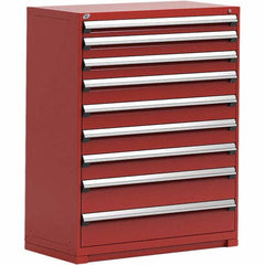 Rousseau Metal - 9 Drawer Flame Red Steel Modular Storage Cabinet - All Tool & Supply