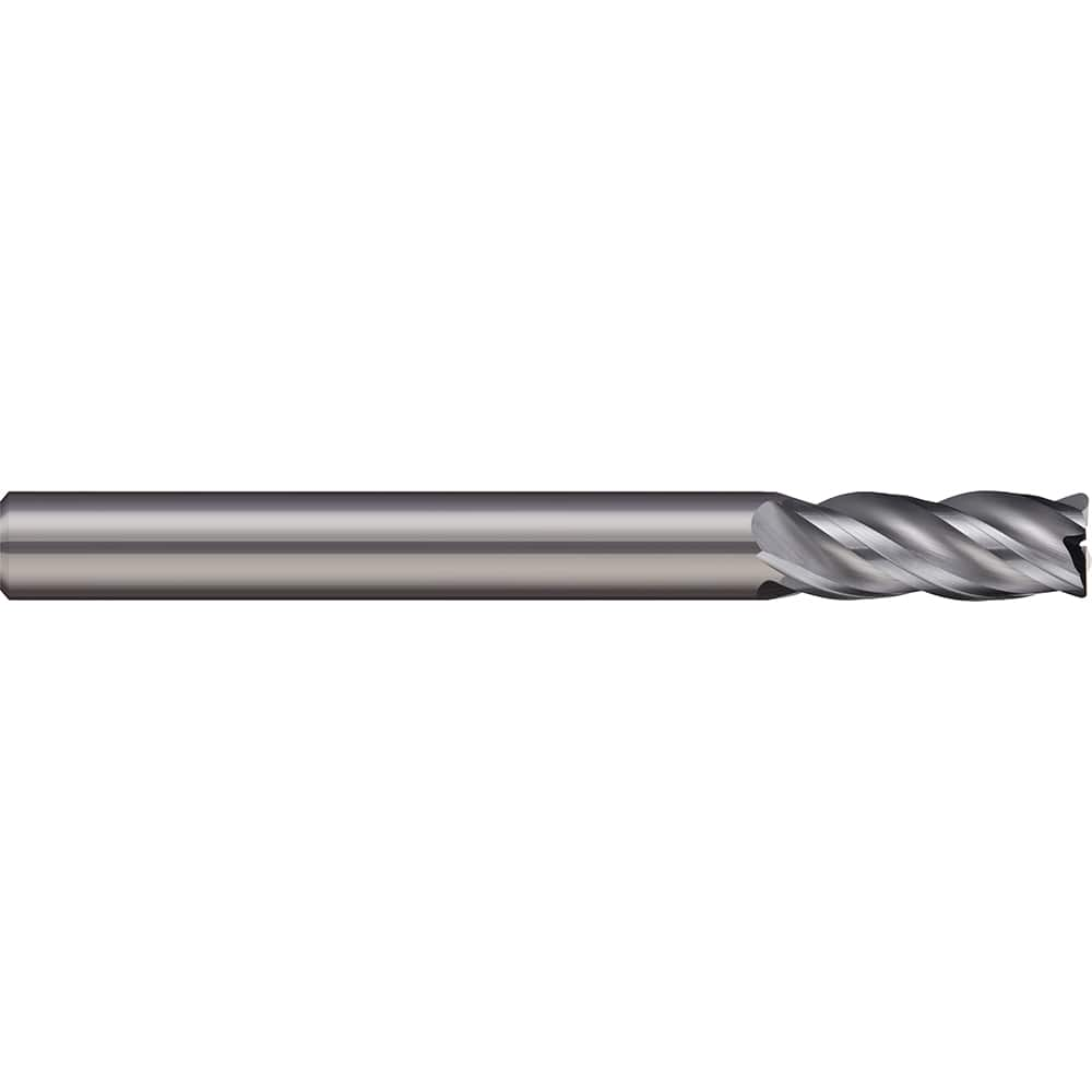 Corner Radius End Mill: 0.315″ Dia, 0.748″ LOC, 4 Flutes, Solid Carbide 38 ° Helix, Bright/Uncoated, Corner Radius End