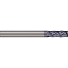 Corner Radius End Mill: 0.1181″ Dia, 0.315″ LOC, 4 Flutes, Solid Carbide 38 ° Helix, AlTiN Coated, Corner Radius End