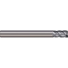 Square End Mill: 1/4'' Dia, 3/4'' LOC, 1/4'' Shank Dia, 2-1/2'' OAL, 5 Flutes, Solid Carbide Single End, Uncoated, 38 ° Variable Helix, Centercutting, RH Cut, RH Flute