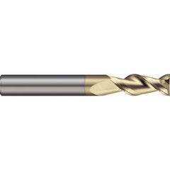 Square End Mill: 0.3937'' Dia, 0.9843'' LOC, 2 Flutes, Solid Carbide Single End, ZrN Finish, 45 ° Helix, Centercutting, RH Cut, RH Flute