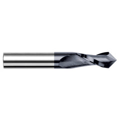 0.1562″ (5/32″) Cutter Diameter × 0.5620″ (9/16″) Length of Cut × 60° included Carbide Drill/End Mill, 2 Flutes, AlTiN Coated - Exact Industrial Supply