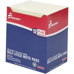 Ability One - Note Pads, Writing Pads & Notebooks; Writing Pads & Notebook Type: Self-Stick Notes ; Size: 4 x 6 ; Number of Sheets: 100 ; Color: Yellow - Exact Industrial Supply