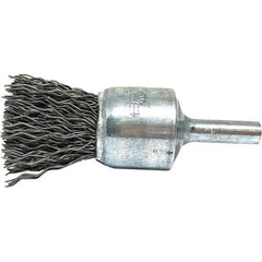 Brush Research Mfg. - 3/4" Brush Diam, Crimped, End Brush - 1/4" Diam Steel Shank, 20,000 Max RPM - All Tool & Supply