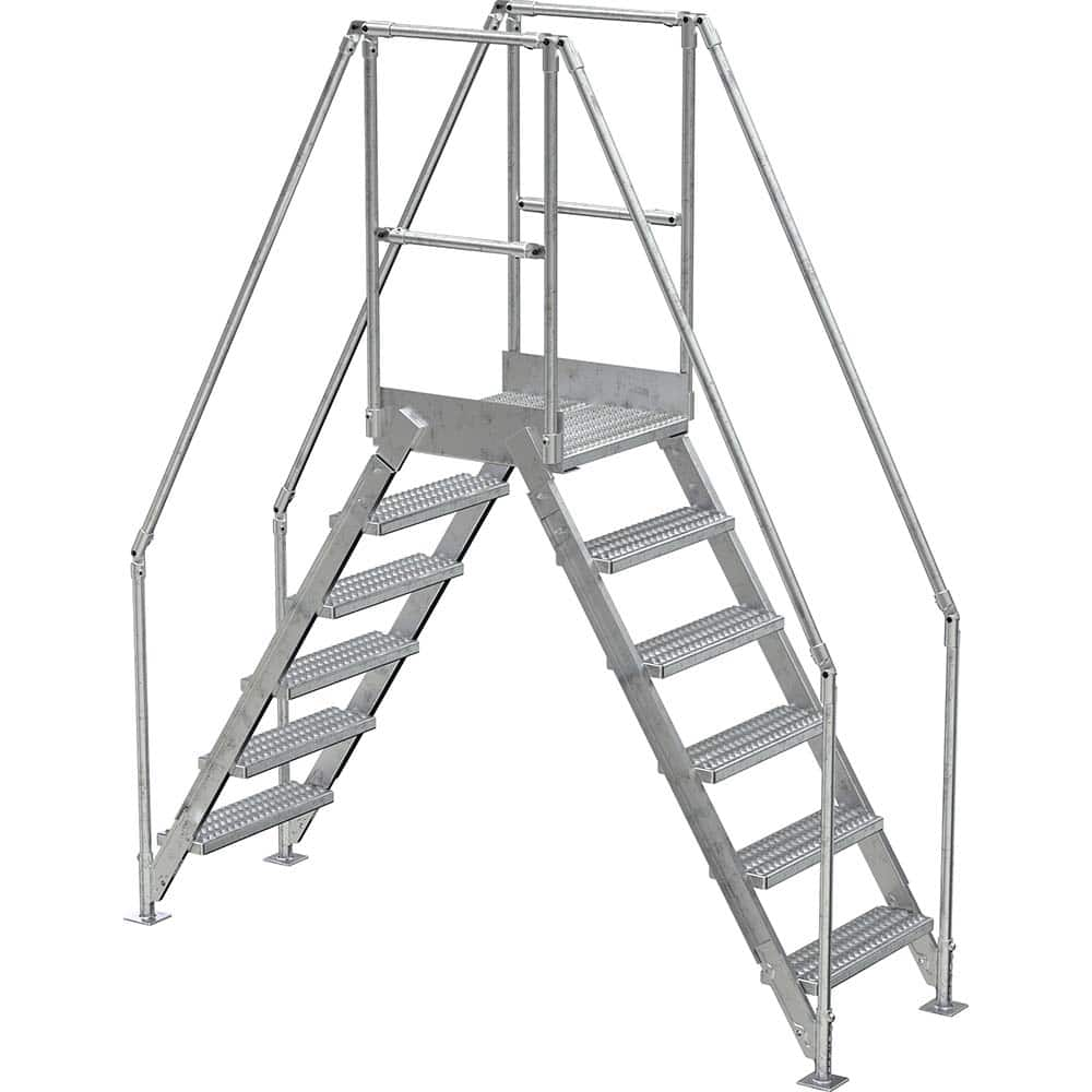 Vestil - Rolling & Wall Mounted Ladders & Platforms; Type: Crossover Bridge ; Style: Crossover ; Number of Steps / Rungs: 6 ; Height (Inch): 102-7/8 ; Load Capacity (Lb.): 500.000 ; Base Width (Inch): 29-1/4 - Exact Industrial Supply