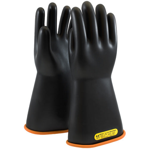 ‎155-2-14/11 - Novax - Natural Rubber Insulating Glove - Class 2 - 14″ - Black/Orange - Straight Cuff