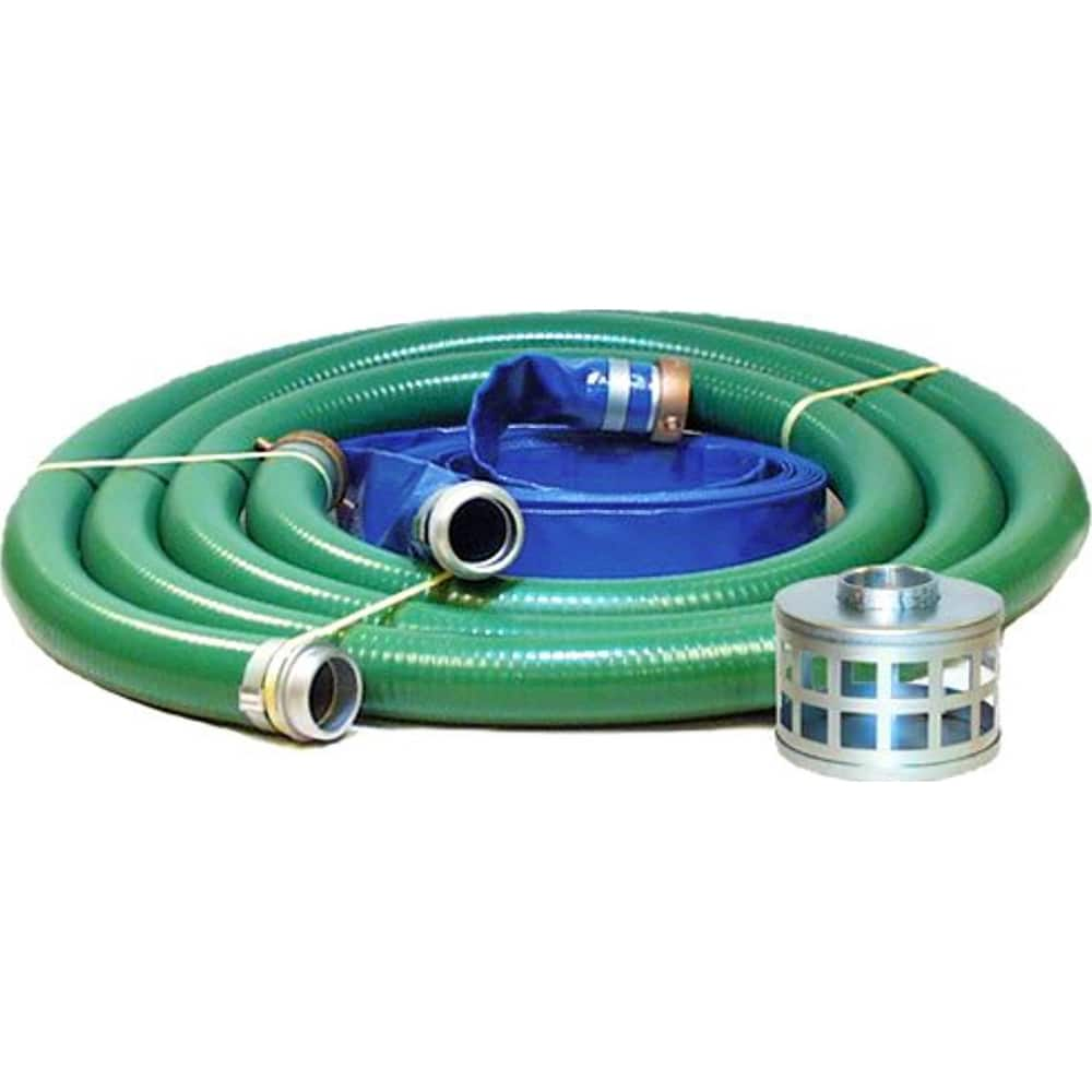 JGB Enterprises - Liquid Suction & Discharge Hose; Inside Diameter (Inch): 3 ; Length (Feet): 20 ; Material: PVC ; Working Pressure (psi): 50.000 ; Vacuum Rating: 29 In. Hg ; Color: Green, Blue - Exact Industrial Supply