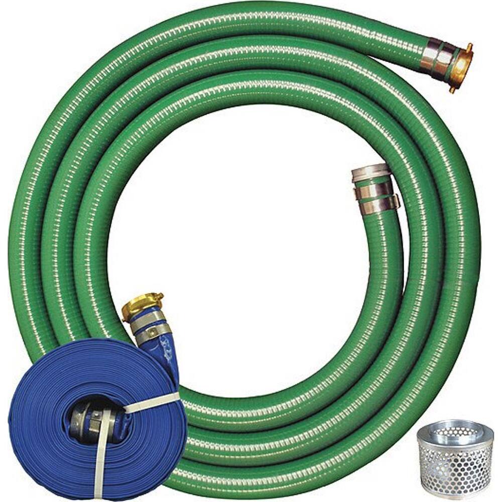 JGB Enterprises - Liquid Suction & Discharge Hose; Inside Diameter (Inch): 2 ; Length (Feet): 15 ; Material: PVC ; Working Pressure (psi): 50.000 ; Vacuum Rating: 29 In. Hg ; Color: Green, Blue - Exact Industrial Supply