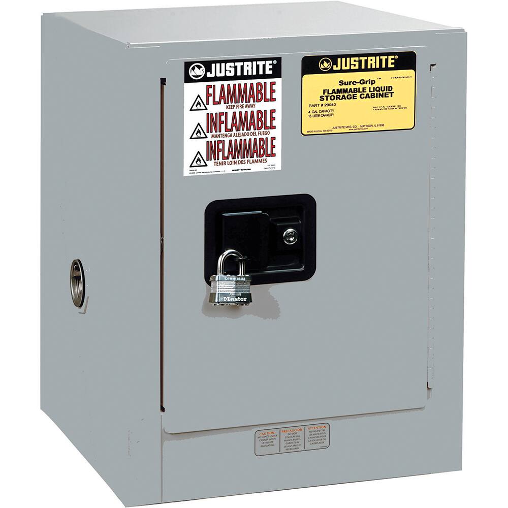 Justrite - 1 Door 1 Shelf 4 Gal Space Saver Safety Cabinet for Flammable Substances - Exact Industrial Supply